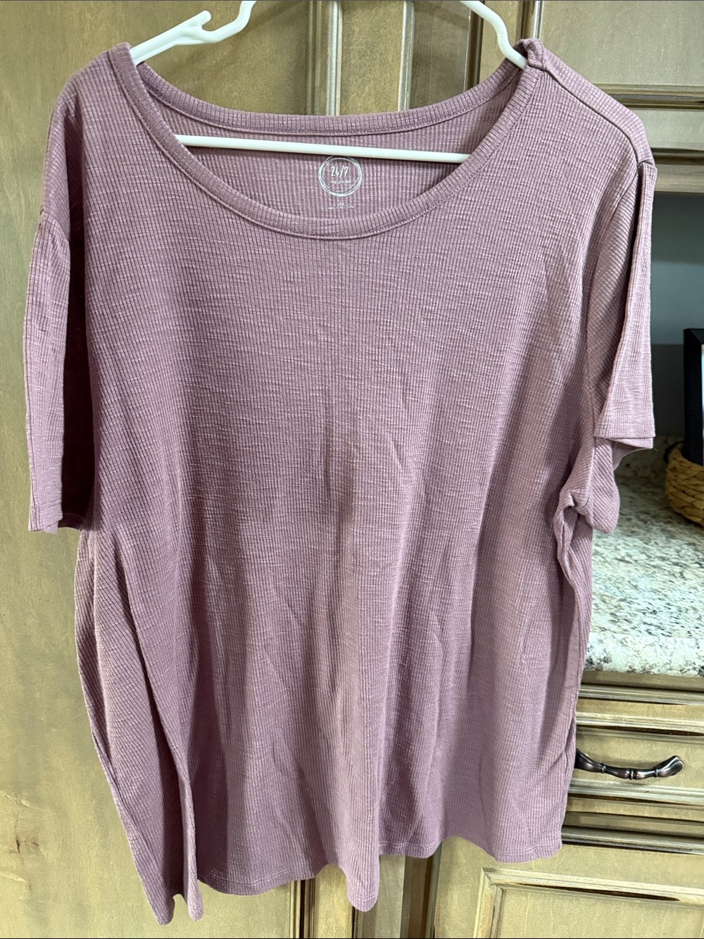 Maurices Ribbed Short Sleeve Tee - Mauve